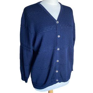 Vintage Bella Australia Wool Cable Knit Cardigan Sz 10 Blue Button Academia